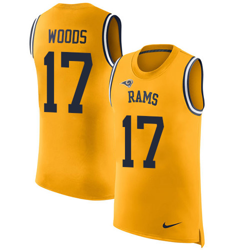 Nike Rams #17 Robert Woods Gold Men's Stitched NFL Limited Rush Tank Top Jersey - Click Image to Close